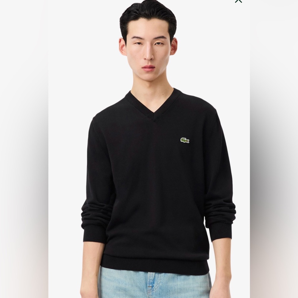 Lacoste Men's Classic Black V-Neck Sweater
